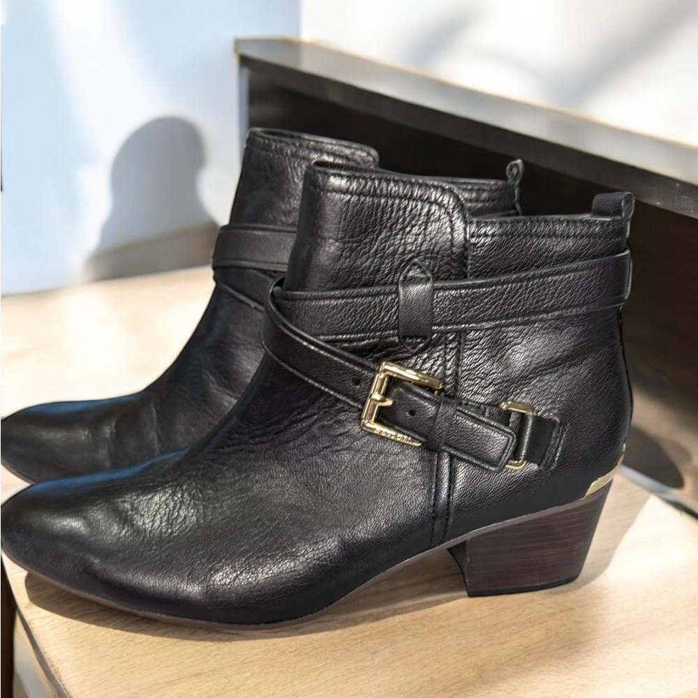 Coach Pauline Black Leather Ankle Boots with Low Heel, Size 8B - Picture 2 of 13